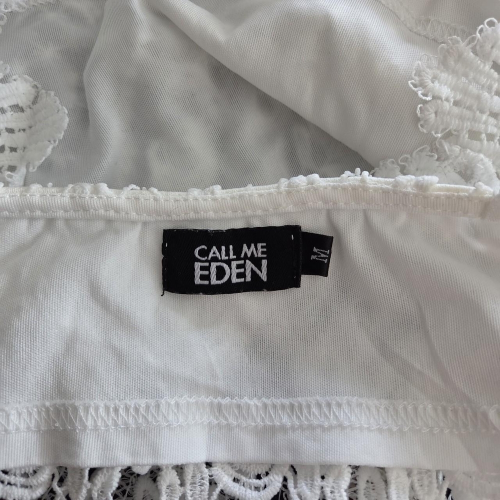 Calle Me Eden white lace crop top with adjustable straps boho festival size M - Picture 5 of 7